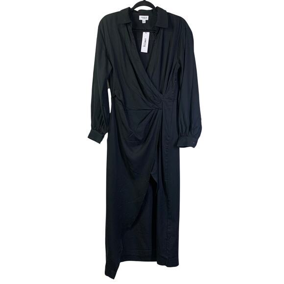 TEREA Dress Medium Raina Draped Crossover Wrap Maxi Side Zip High Front Slit NWT - Picture 3 of 16